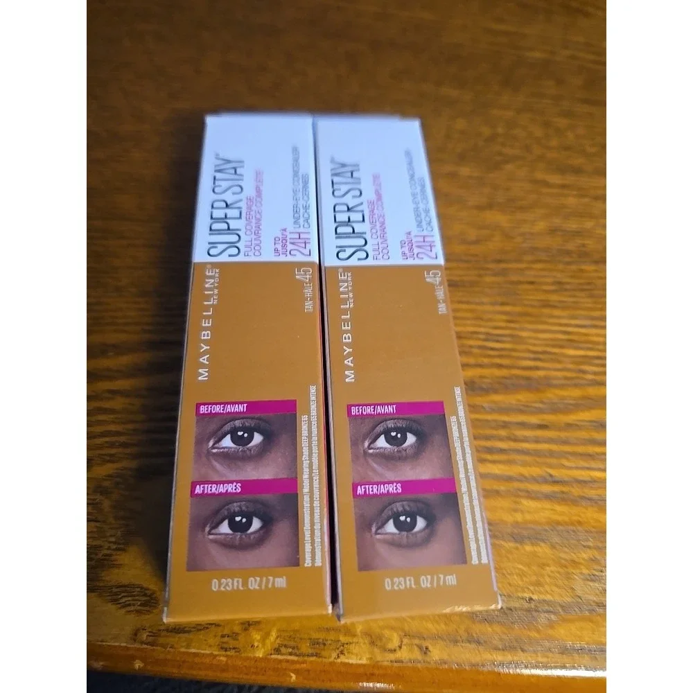Lot Of 2 Maybelline Super Stay Full Coverage Under-Eye‎ Concealer #45 Tan Hale.
